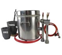 Forno a fusione in metallo propano, 16 kg, con 2 crogioli di grafite (16 kg e 6 kg), per rame, alluminio, ottone, bronzo, argento