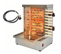 Forno a girarrosto verticale per kebab, macchina per shawarma a gas | con 10 spiedini Griglia turca brasiliana automatica per kebab rotante all'aperto con facile pulizia