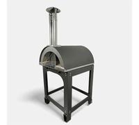 Forno a legna da esterno - 4 pizze con carrello e girarrosto, cottura diretta in acciaio, con mattoni refrattari e pirometro 500 gradi - forno per pizza da giardino, cuoci Pane, dolci, carne e pesce