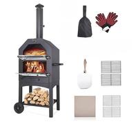 Forno a Legna da Esterno, Forno per Pizza Portatile con Pietra per Pizza, Pala, Griglia, Pizza Maker per Cortile e Campeggio