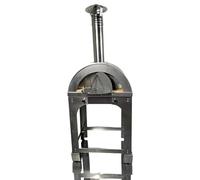 Forno A Legna Da Esterno, Per Pizza, Pane - Alfonso 2 Pizze Full Optional Con Carrello In Acciaio Inox - Camera Di Cottura In Mattoni Refrattari, Pirometro 500 Gradi, Chiusura Bocca Forno