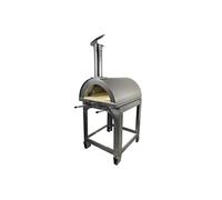 Forno A Legna Da Esterno, Per Pizza Pane - Alfonso 4 Pizze Full Optional Con Carrello In Acciaio Inox - Camera Di Cottura In Mattoni Refrattari, Pirometro 500 Gradi, Chiusura Bocca Forno