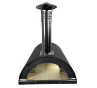 Forno A Legna Da Esterno, Per Pizza, Pane, Carne - Alfonso 6 Pizze Full Optional, Nero Antracite, Camera Di Cottura Diretta In Acciaio Inox E Mattoni Refrattari Alimentari, Coibentato Con Skamotec