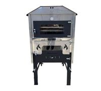Forno a Legna Fuoco Indiretto Mattoni refrattari Portatile In Acciaio Da Esterno Girarrosto Automatico Ventilato 3 Livelli Di Cottura,Pizza Pane Pollo Kebab Luxor V2 Plus Girarrosto