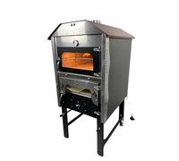 Forno a Legna Fuoco Indiretto Mattoni Refrattari Portatile In Acciaio Da Esterno Ventilato modello Luxor V2 con Girarrosto Automatico 4 Livelli Di Cottura Pizza Pane Pollo Kebab