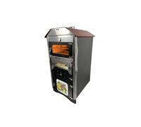 Forno a Legna Fuoco Indiretto Portatile In Acciaio Da Esterno Ventilato+Girarrosto Automatico 3 Piani Cottura In Mattoni refrattari Pizza Pane Pollo Kebab modello Luxor-V2-Top