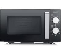 Forno a microonde 2 in 1 con fondo in ceramica e grill, forno a microonde per scongelare e riscaldare, con grande superficie utile per stoviglie quadrate, nero/acciaio inox