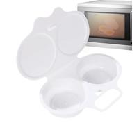 Forno a microonde per uova in camicia - Guscio plestico compatto, contenitore a due fessure | Soluzione facile per la colazione, vassoio per la preparazione del vapore per uova in camicia fatte in