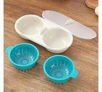 Forno a microonde uova in camicia, stampo uova in camicia, tazza per uova in camicia, coperchio antiaderente rivestito di grado alimentare PP doppio fornello uova uovo vapore cucina gadget cucina