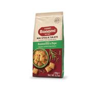 Forno Bonomi, Mini Sfoglie Rosmarino e Pepe. Snack pronti da gustare per una pausa o per un aperitivo sfizioso con gli amici. Confezione da 150 grammi.