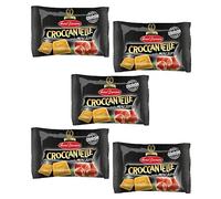 Forno Damiani® | Croccantelle® Crackers Gusto Prosciutto con Olio di Oliva - 5 x 35 Gr | Crackers Salati Aperitivo | Stuzzichini Salati Prosciutto