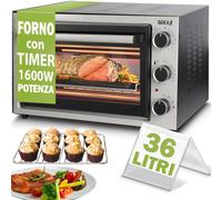 Forno Elettrico 36 Litri 1600W Fornetto con Timer e Spegnimento Automatico