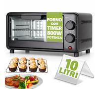 Forno Elettrico Capacità 10 Litri Potenza 800W Temperatura Regolabile e Timer