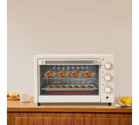 Forno elettrico da 22 l, mini forno con temperatura regolabile e timer da 60 minuti, forno ad aria calda versatile, 2 ripiani, per la produzione di pane, pesce alla griglia, pollo arrosto, pizza, ecc.