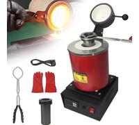Forno Elettrico per Fusione Metalli Digitale PID, Kit Completo 7 in 1 con Crogiuolo in Grafite per Oro Argento Rame Alluminio, capacità 1/2/3 kg,Red