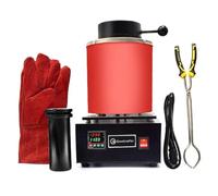 Forno Elettrico Per La Fusione Dell'oro, Macchina Per La Fusione Digitale Dei Metalli A 2102 ℉ Per La Fusione Di Rottami, La Raffinazione Di Oro, Argento, Rame, Kit Per La Fusione(Red,3KG)