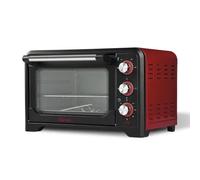 Forno Elettrico Ventilato 1380W Grill Vassoio Griglia Pinza Rosso Nero