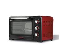 Forno Elettrico Ventilato 1600W Grill Vassoio Griglia Pinza Rosso Nero