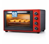 Forno Elettrico Ventilato 65L Rosso 2000W con Teglia e Griglia 4 Livelli Cottura