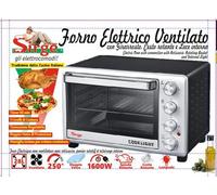 Forno Elettrico Ventilato con luce interna 28 Litri 1600 Watt con Girarrosto
