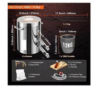 Forno for fusione di metalli da 6 kg/12 kg Forno for fonderia di grande capacità Fornace for fabbro con crogiolo e pinze in acciaio inossidabile(12kg 2 Burners)