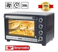 Forno Fornetto Elettrico Ventilato 38 litri 1600W Luce Interna Timer Girarrosto