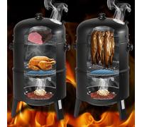 Forno grill per affumicatore a barile a doppio strato con termometro