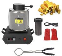Forno Me Oro 1800w Forno Digitale Me Macchina 1150 °c Forno Me Digitale Elettrico Macchina per La Fusione Raffinazione Metalli Preziosi Fonde Oro Argento Stagno Alluminio, Black, 2kg