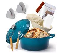 Forno olandese in ghisa smaltata con cestello per la lievitazione, pentola antiaderente da forno, forno olandese per brasare, stufati, arrostire e cuocere il pane, 5 litri-26 cm