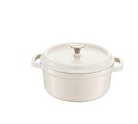 Forno olandese per zucca Pentola antiaderente in ghisa smaltata for uso domestico, pentola for stufati, for cottura a induzione a gas, pentolame universale(White 24CM)
