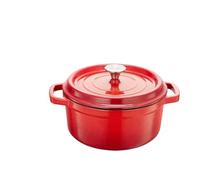 Forno olandese per zucca Pentola antiaderente in ghisa smaltata for uso domestico, pentola for stufati, for cottura a induzione a gas, pentolame universale(Red 24CM)