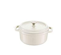 Forno olandese per zucca Pentola antiaderente in ghisa smaltata for uso domestico, pentola for stufati, for cottura a induzione a gas, pentolame universale(White 22CM)