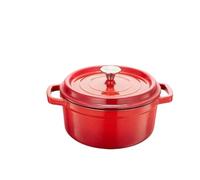 Forno olandese per zucca Pentola antiaderente in ghisa smaltata for uso domestico, pentola for stufati, for cottura a induzione a gas, pentolame universale(Red 22CM)