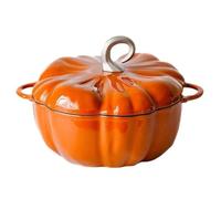 Forno olandese per zucca Pentola in ghisa smaltata con zucca creativa da 3,76 l, colore arancione squisito, 24 cm, for stufato 2-6 persone, universale