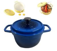 Forno olandese rotondo in ghisa smaltata, pentola con coperchio e doppi manici, adatta al forno fino a 260 °C, pentole pre-stagionate resistenti per cuocere il pane, brasare, stufati, arrostire