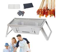 Forno per barbecue per esterni, in acciaio inox, per barbecue, pieghevole, da campeggio, in acciaio inox ispessito, griglia pieghevole per barbecue per uso pic-nic