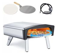 Forno per pizza a gas all'aperto, forno per pizza al propano da 30,5 cm con pietra girevole automatica, grande macchina per pizza portatile per campeggio esterno, borsa impermeabile, buccia