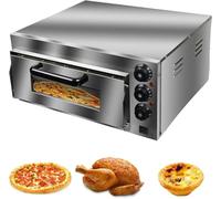 Forno per pizza commerciale da 14" a un piano, forno per pizza in acciaio inox, forno elettrico da banco per pizza e snack, con pietra e ripiano, macchina per pizza per pizza, pretzel e piatti al fo