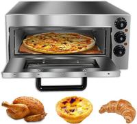 Forno per pizza commerciale da 14", forno elettrico da banco per pizza e snack, piano singolo, acciaio inossidabile con pietra e ripiano, macchina per pizza per ristoranti, piatti al forno per la ca