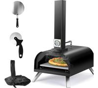 Forno per pizza da esterno, a pellet, in legno, con pala per pizza e tagliapizza, per campeggio e spiaggia, perfetto per fare deliziose pizze fatte in casa