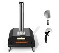 Forno per pizza da esterno, a pellet, in legno, con pala per pizza e tagliapizza, per campeggio e spiaggia, perfetto per fare deliziose pizze fatte in casa