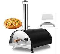 Forno per pizza da esterno in acciaio inossidabile incl.Affettatrice per pizza e pietra per pizza, forno per pizza, forno a legna di alta qualità per il giardino, può essere utilizzato con pellet,