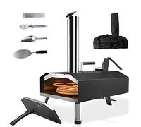 Forno per Pizza da Esterno: KitchenBoss forno pizza in Acciaio Inox | con 12'' Palla e Pietra per Pizza | Adatto per l'uso con Pellet Carbone e Bricchette | Forno a Legna Premium per Il Giardino