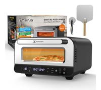 Forno per pizza da interni, 6 programmi, max 448,9 °C, adatto per pizze da 30,5 cm, multifunzione 5 in 1: pizza, infornare, grigliare e caldo, include pietra per pizza e pala per pizza