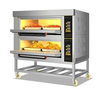 Forno per Pizza Elettrico Commerciale, Doppio Strato, 380V 13.2KW Carrello Forno con Griglia Mobile in Acciaio Inossidabile con Ripiano, Pizzaiolo per Interni Multiuso per Ristorante