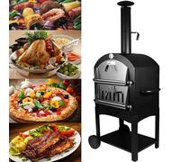 Forno per pizza portatile con termometro integrato e ruote per una facile cottura in cortili, campeggi e parchi, perfetto per cucinare all'aperto