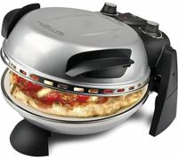 Forno Pizza, 1200 W, Termostato regolabile 400°C, Pizza fragrante in 5 minuti, Doppia resistenza riscaldante, Ricettario e Palette inclusi, Argento