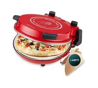 Cecotec Forno Elettrico per Pizze Fun Pizza&Co Mamma Mia, 1200W, Diametro 30 cm, Temperatura Massima 420℃, Piastra Antiaderente in Pietra Ceramica, Timer fino a 15 min e Termostato Regolabile, Rosso