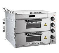 Forno Pizza Commerciale 14"Pizzaiolo multiuso Double Deck Layer 1950/3000W for pasticceria casalinga al ristorante Per uso fai da te(3000W)