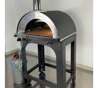 Forno Pizza Ibrido a Legna e Gas - 2 Pizze - Con Carrello da Esterno, Uso Tradizionale o Con Bruciatore - Pietra Refrattaria, 500 Gradi, Made in Italy (Solo Forno Senza Bruciatore)